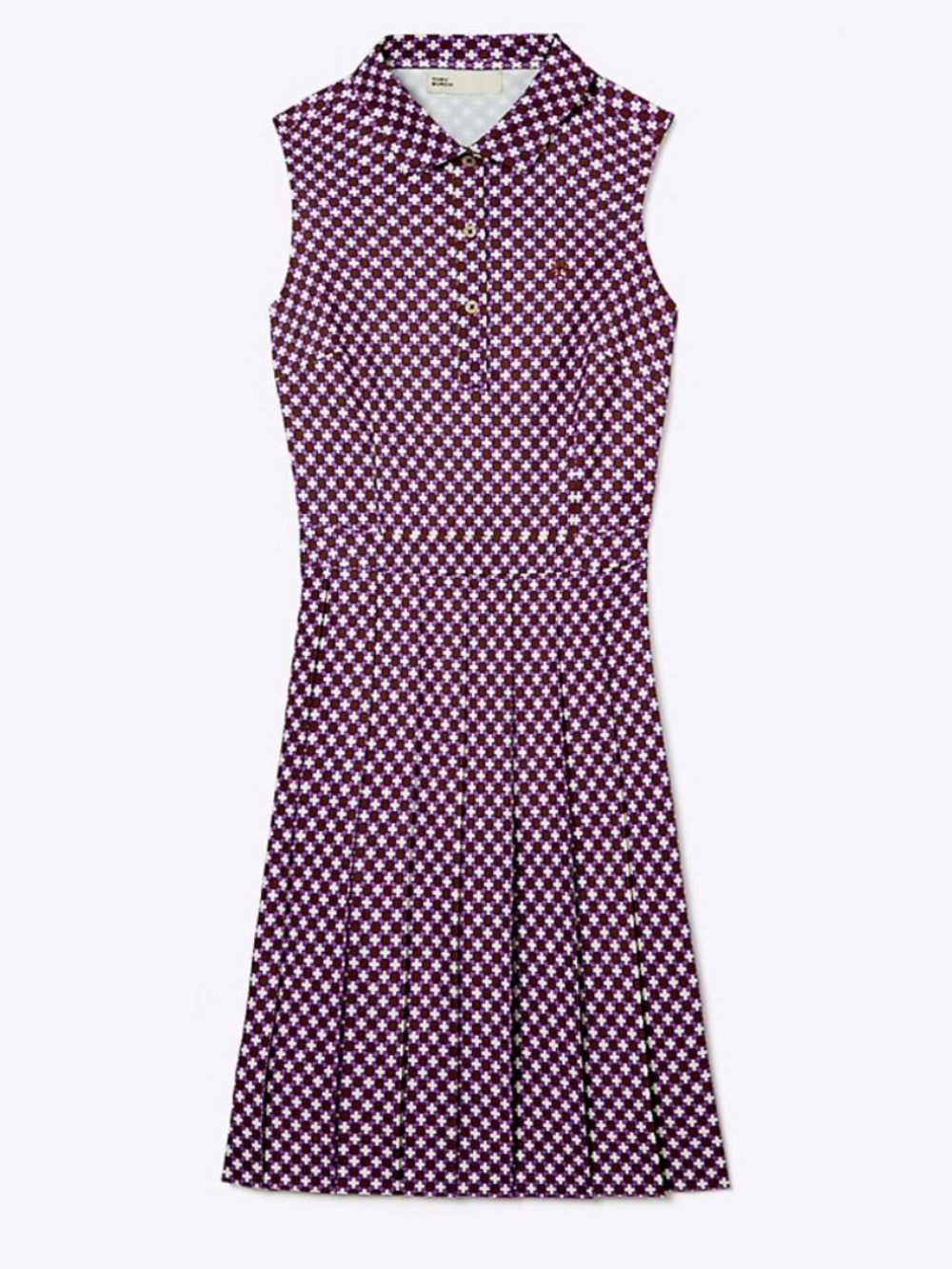 Tory Burch Dress Performance Pleated Golf Mini in Mocha Chip Purple Brown